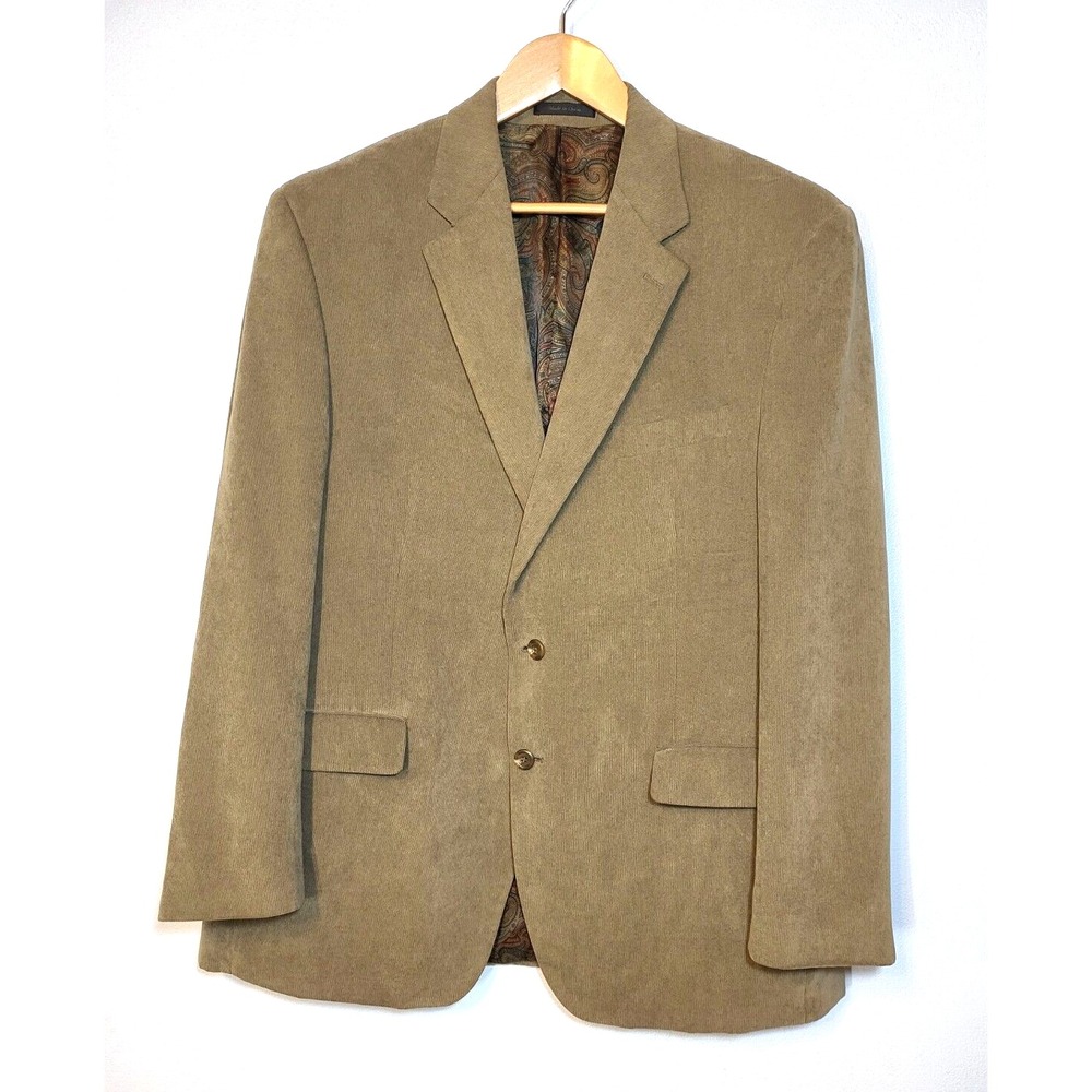Lauren Ralph Lauren Khaki‎ Thin Wale Corduroy 2 Button Front 1 Vent Blazer 44R